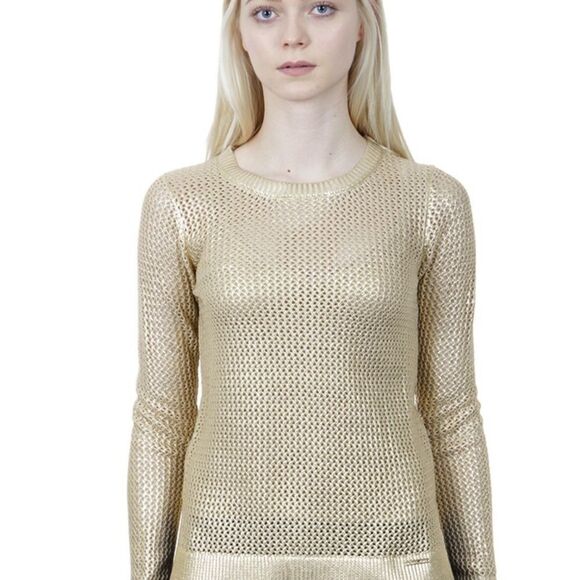 Michael Kors metallic Gold Shimmer knit sweater XS - Picture 5 of 13
